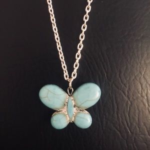 Turquoise Butterfly Necklace 18”-20” adjustable NEW